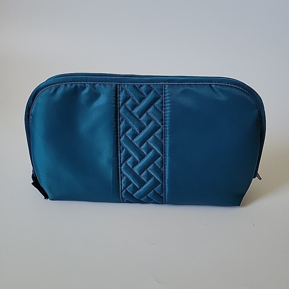 Lug Lay Flat Zip Cosmetic Case Teal Blue Make Up Minimalist Organization Travel